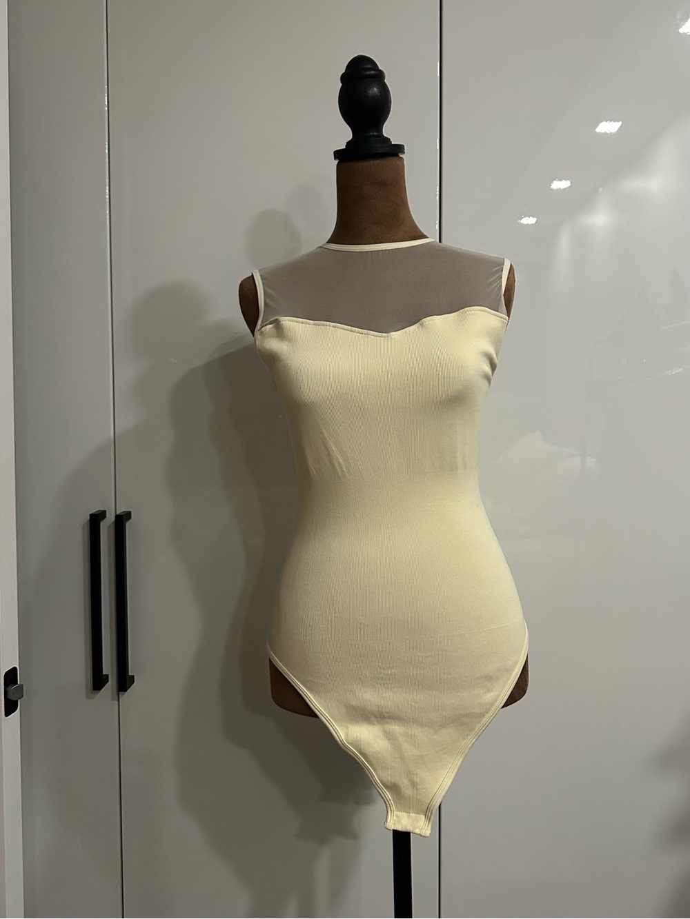 Sheer Yoke Cream Bodysuit